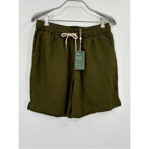 Quince martini olive %100 linen drawstring beach short NWT